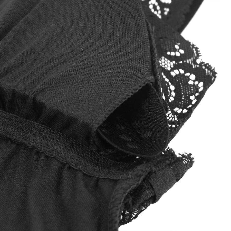 SUBBLIME - Schwarzer Teddy mit Blumen-Spitzen-Detail S/M