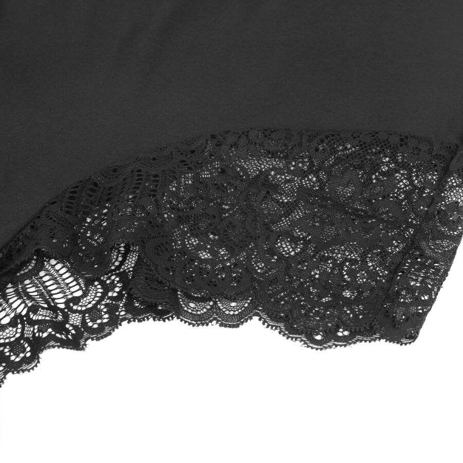 SUBBLIME - Schwarzer Teddy mit Blumen-Spitzen-Detail S/M