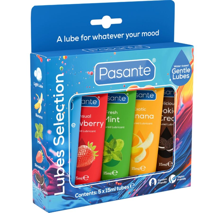 PASANTE - Packung sortierte Gleitgele mit Geschmack 5 Einheiten x 15 ml