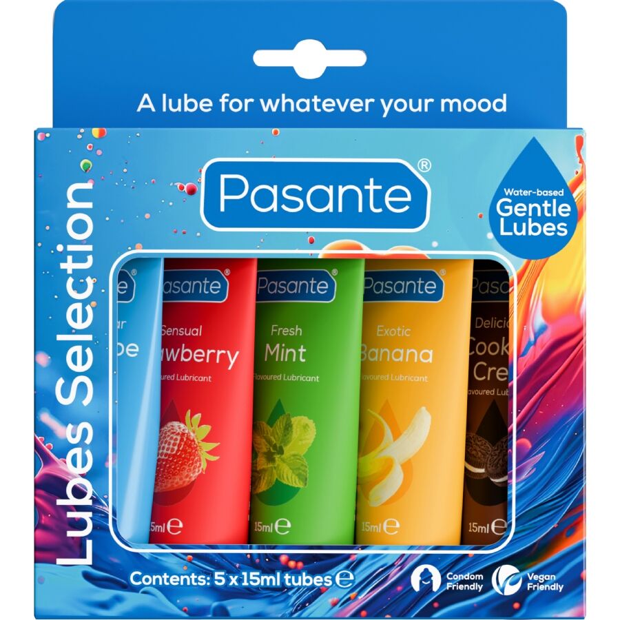 PASANTE - Packung sortierte Gleitgele mit Geschmack 5 Einheiten x 15 ml