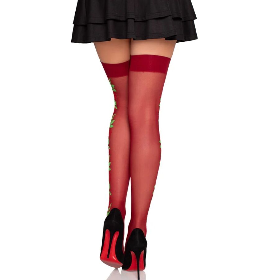 LEG AVENUE - 1957 Strumpfhosen mit roten Blumen - Einheitsgröße