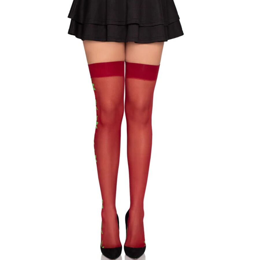 LEG AVENUE - 1957 Strumpfhosen mit roten Blumen - Einheitsgröße