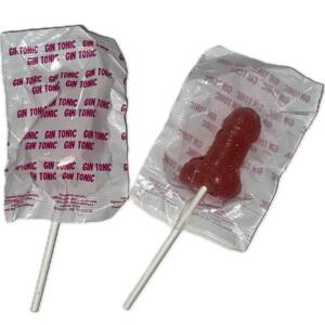 DIABLO GOLOSO - 1 Penis-Lollipop Gin Tonic Erdbeergeschmack 10 % Alkohol