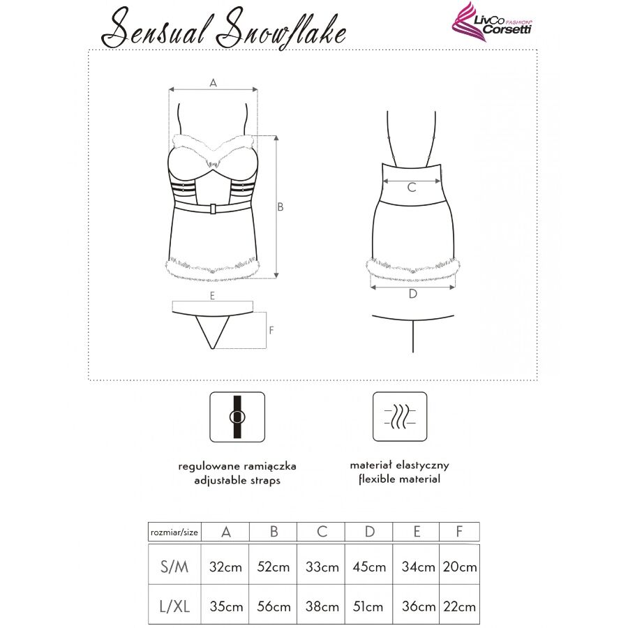 SENSUAL SNOWFLAKE LC 90603 Weihnachts-Chemise + String + Haarband