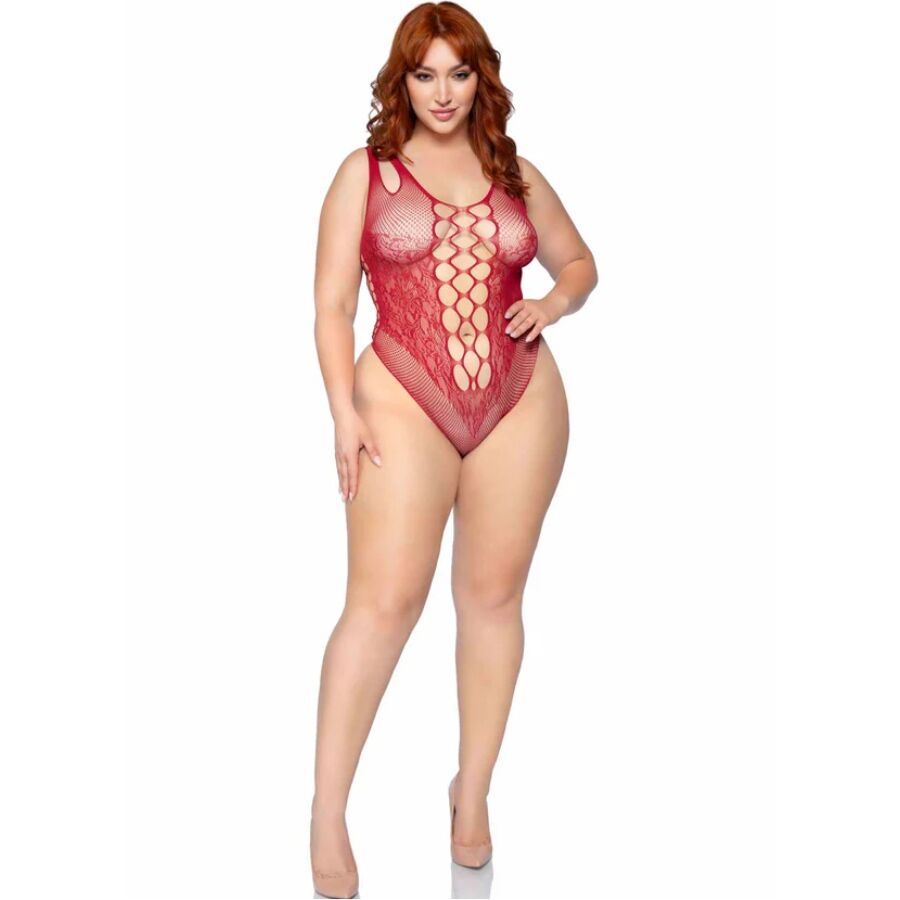 LEG AVENUE - 81641X Nahtloser Body, Burgunder, Größe 1X/2X