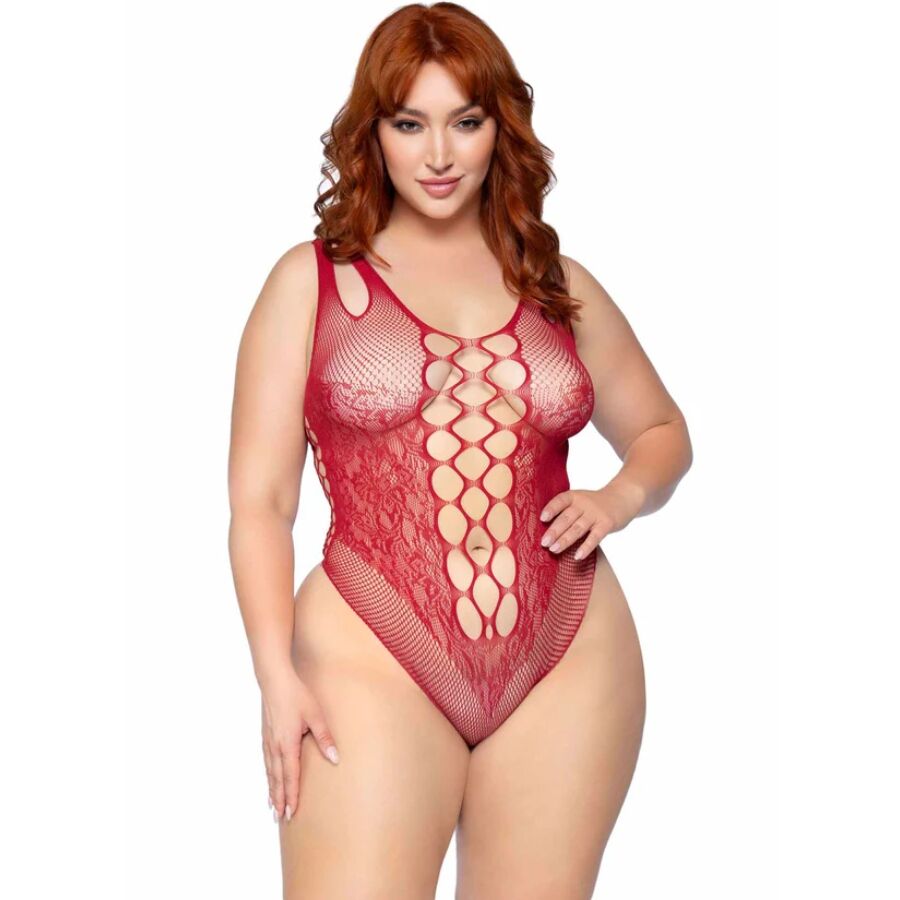 LEG AVENUE - 81641X Nahtloser Body, Burgunder, Größe 1X/2X