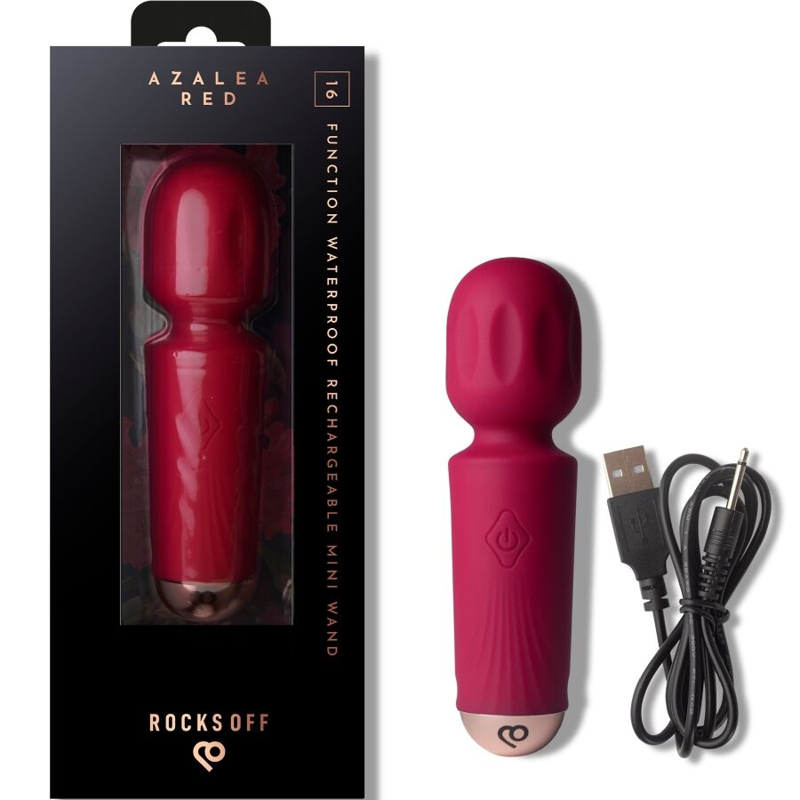 ROCKS-OFF - Wiederaufladbarer Mini-Zauberstab mit 16 Funktionen, Azaleenrot