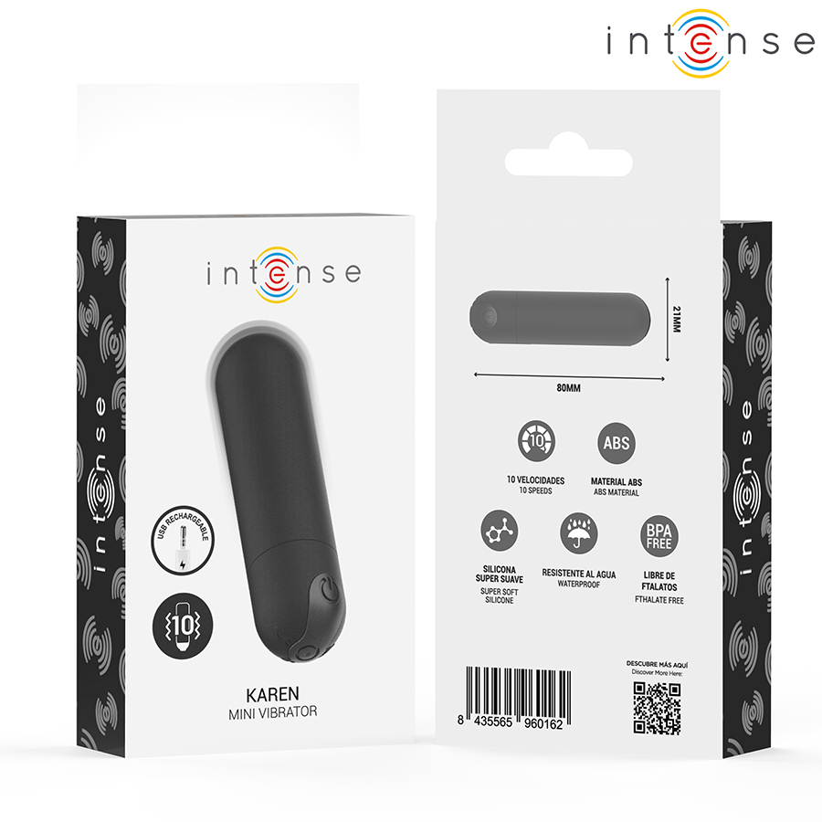 INTENSE - KAREN MINI WIEDERAUFLADBARES VIBRATIONS-EI SCHWARZ
