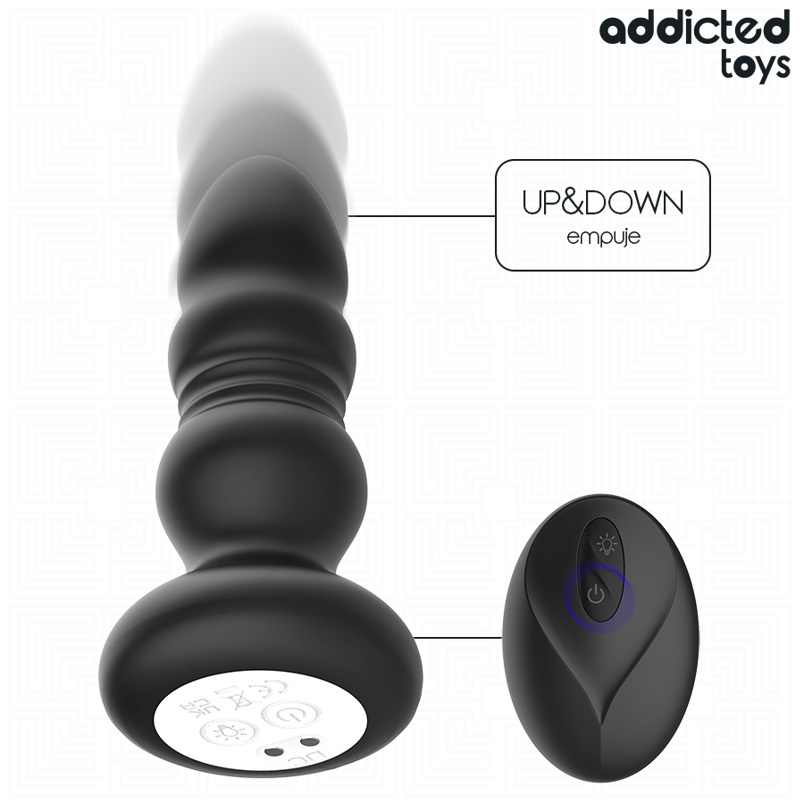 ADDICTED TOYS - Rotierender vibrierender Analplug mit LED-Licht und Fernbedienung