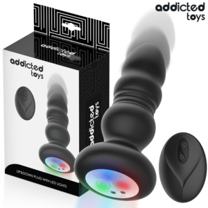 ADDICTED TOYS - Rotierender vibrierender Analplug mit LED-Licht und Fernbedienung