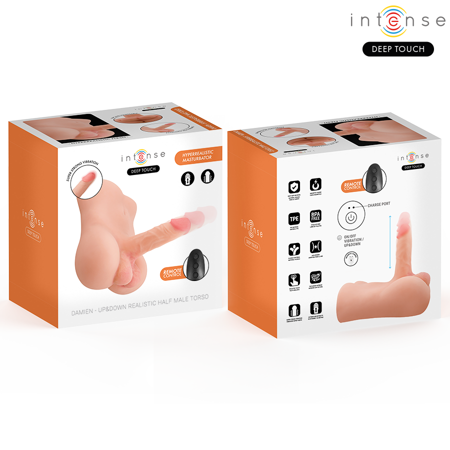 INTENSE DEEP TOUCH - DAMIEN-TORSO MIT REALISTISCHEM DILDO, DRUCK- UND VIBRATIONSFUNKTION, FERNBEDIENUNG, 3,5 KG
