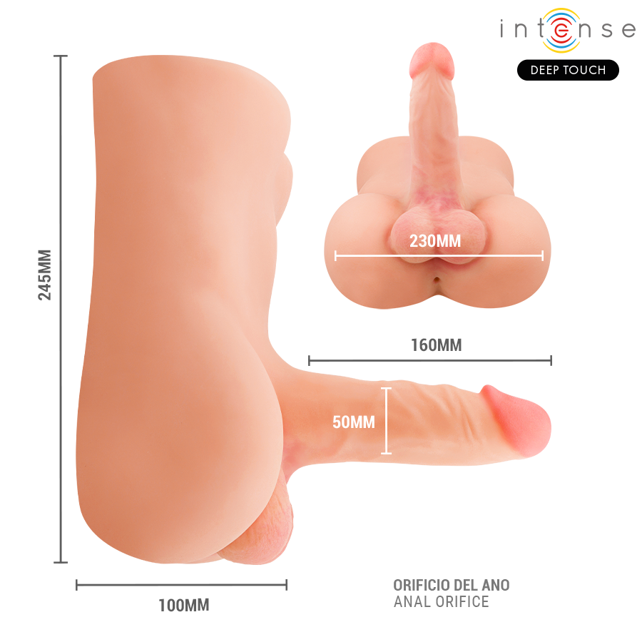 INTENSE DEEP TOUCH - DAMIEN-TORSO MIT REALISTISCHEM DILDO, DRUCK- UND VIBRATIONSFUNKTION, FERNBEDIENUNG, 3,5 KG