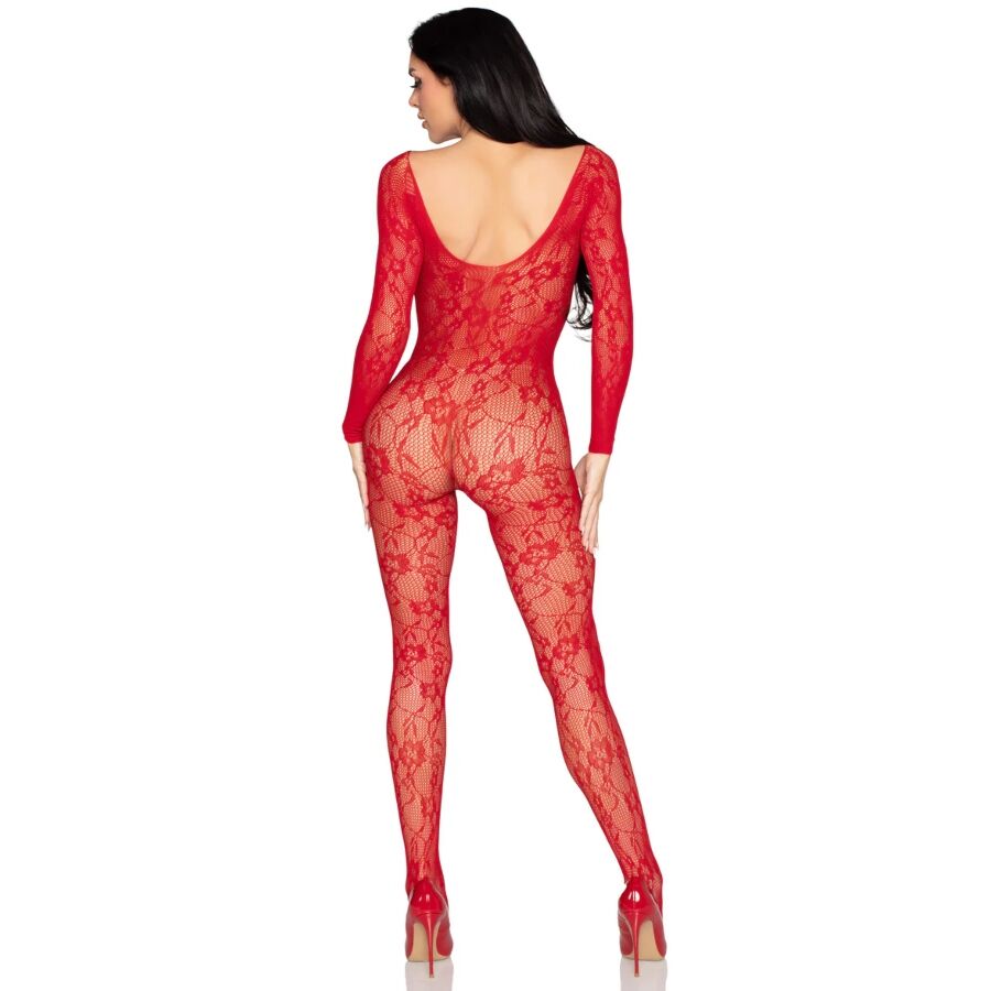 LEG AVENUE - 89366 Spitzen-Dessous-Bodystocking, Rot - Einheitsgröße