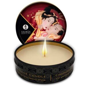 SHUNGA - MINI CARESS BY CANDLELIGHT Erdbeere und Cava Massagekerze 30 ml