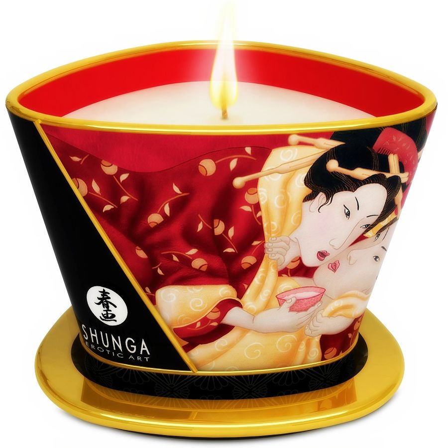 SHUNGA - MINI CARESS BY CANDLELIGHT Erdbeere und Cava Massagekerze 170 ml