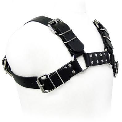 LEATHER BODY - Schwarzes Bulldog-Harness