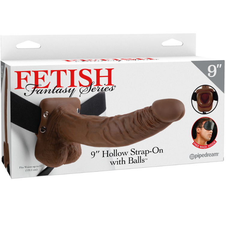 FETISH FANTASY SERIES - 9 Hohl Strap-On mit Bällen 22,9 cm Braun
