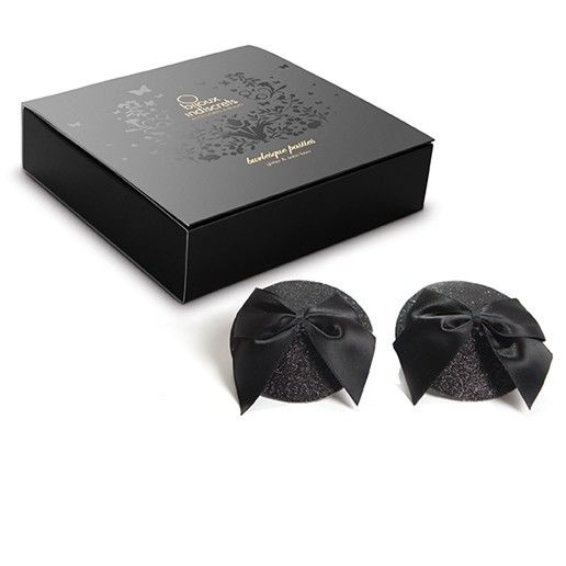 BIJOUX - BURLESQUE GLÄNZENDE NIPPELABDECKUNGEN MIT SCHLEIFE