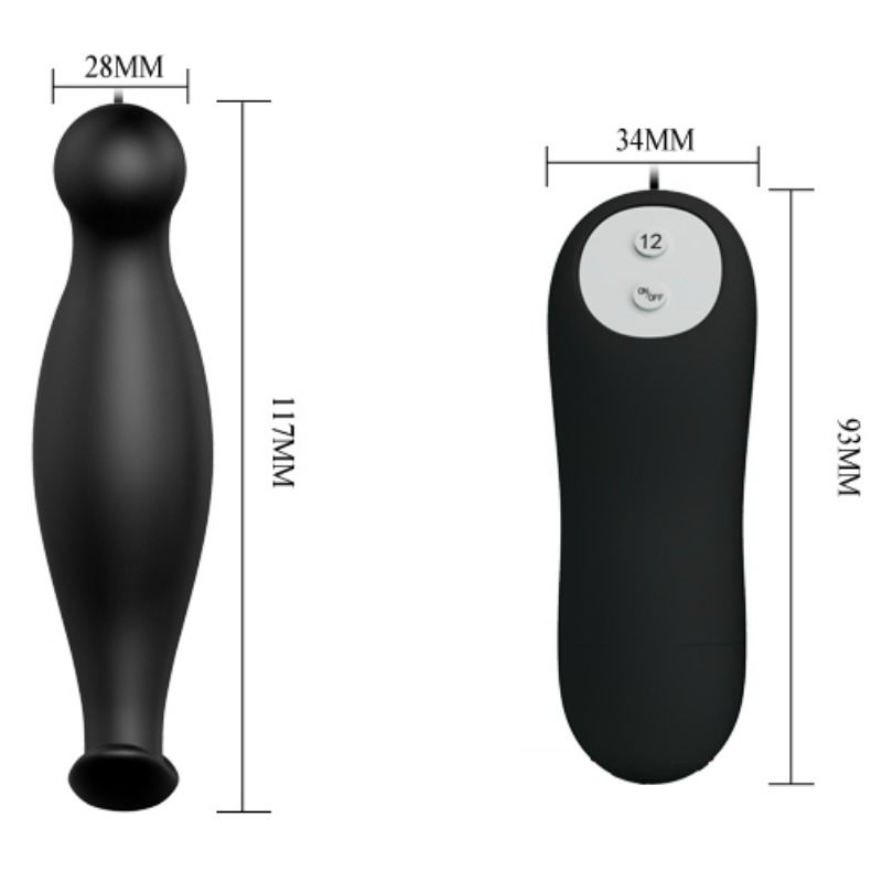 PRETTY LOVE - Silikon-Analplug 12 Vibrationsmodi Schwarz