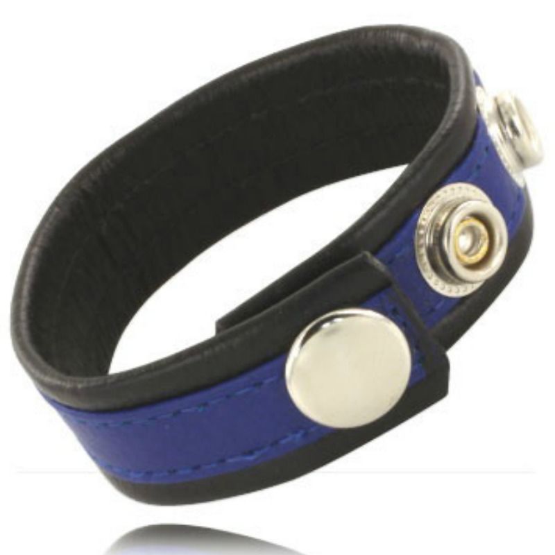 LEATHER BODY - Verstellbarer Ledergurt für Penis Blau-Schwarz