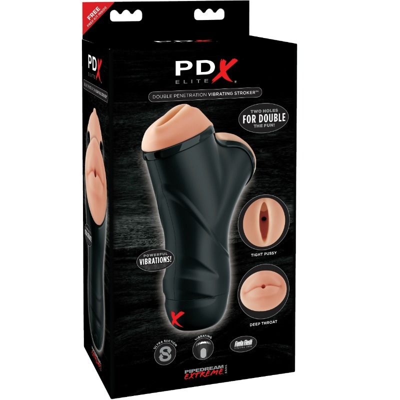 PDX ELITE - Vibrierender Stroker mit Doppelpenetration