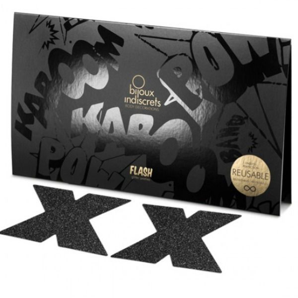 BIJOUX - INDISCRETS FLASH CROSS Schwarze Nippelkappen