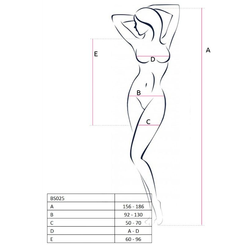 PASSION - WOMAN BS025 BODYSTOCKING Schwarz Kleiderstil Einheitsgröße