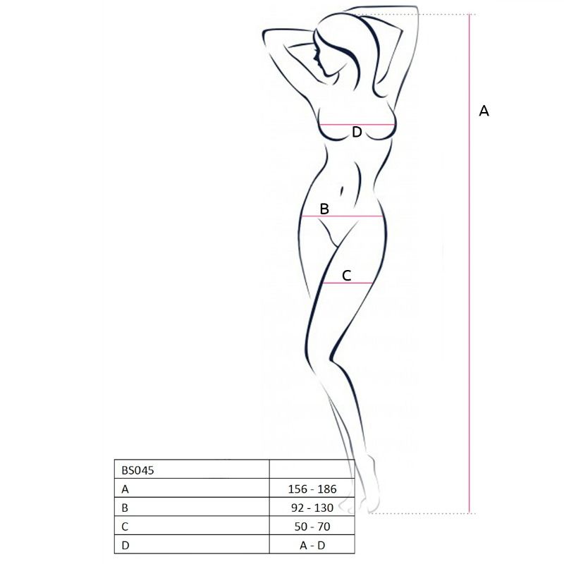 PASSION - WOMAN BS045 Bodystocking Schwarz Einheitsgröße