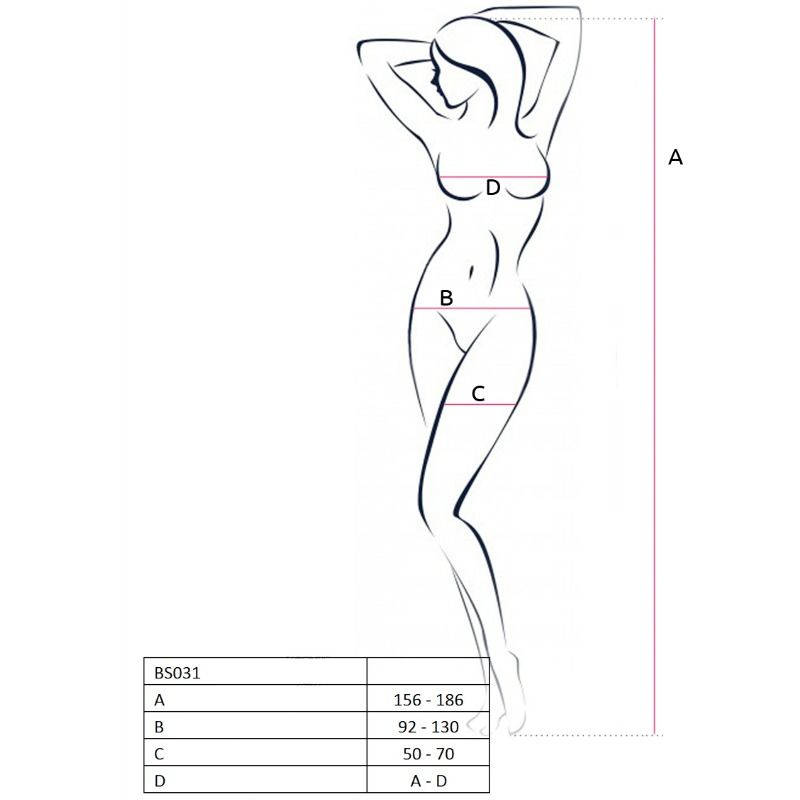 PASSION - WOMAN BS031 Weißer Bodystocking, eine Größe