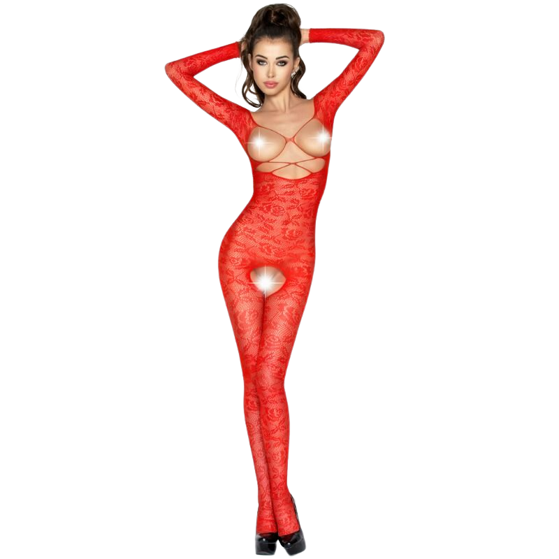 PASSION - WOMAN BS031 Roter Bodystocking, Eine Größe