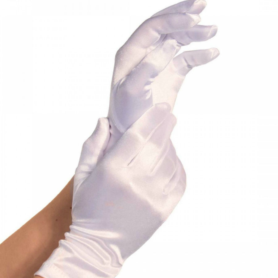 Satin-Handschuhe Weiß