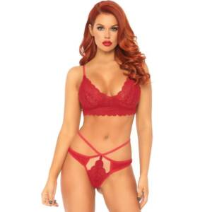 2-teiliges Set, Spitzen-Bralet und Tanga M/L