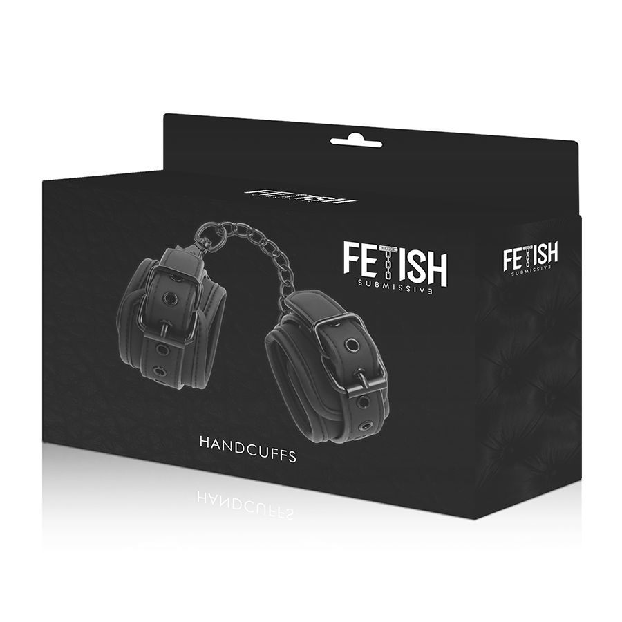 FETISH SUBMISSIVE - Handschellen aus veganem Leder mit Neopren-Futter