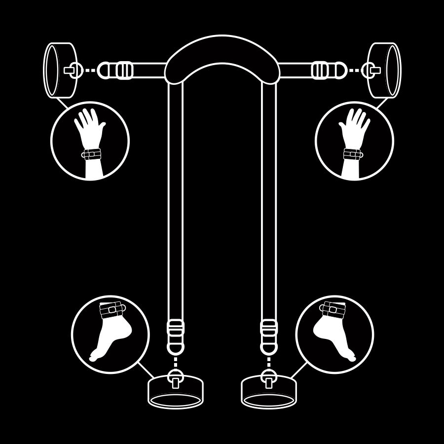FETISH SUBMISSIVE - MEISTERPOSITION MIT 4 NEOPREN-GEFÜTTERTEN HANDSCHELLEN