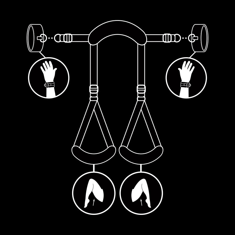 FETISH SUBMISSIVE - POSITION MIT OFFENEN BEINEN UND HANDSCHELLEN MIT NEOPREN-FUTTER