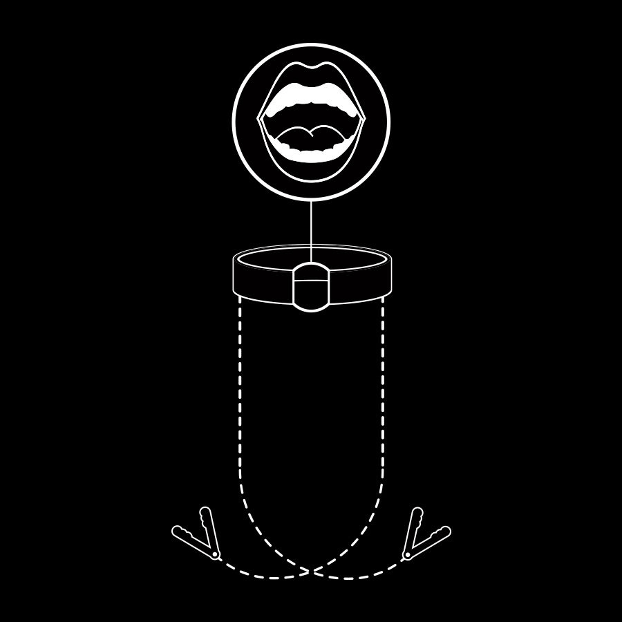 FETISH SUBMISSIVE - KNEBELRING MIT NIPPLES KLEMMEN