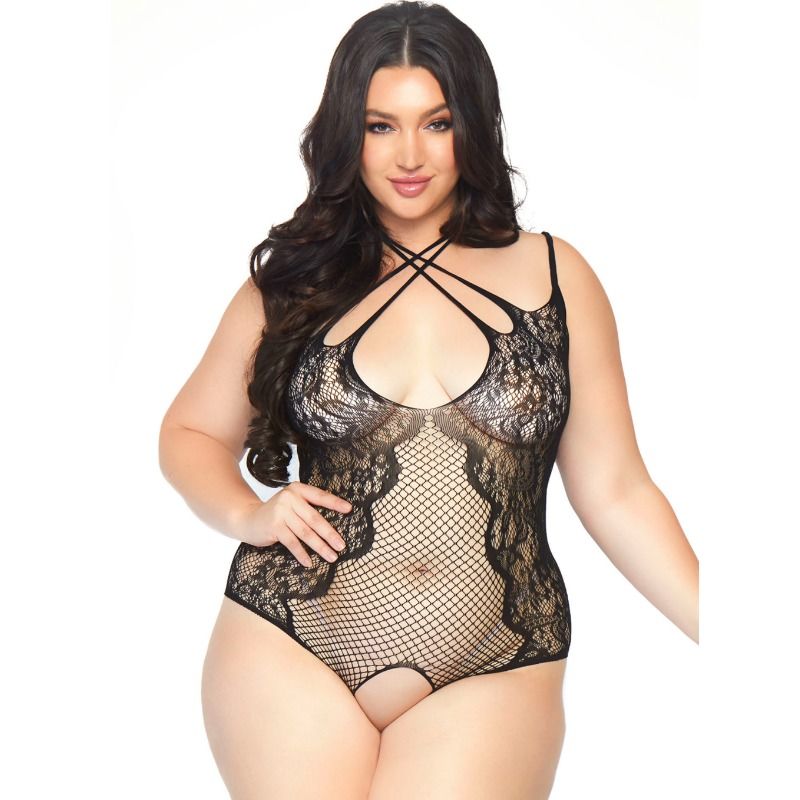 LEG AVENUE - Crotchless Teddy 1X-2X