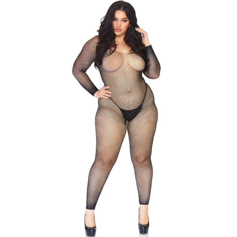 LEG AVENUE - Kristallisierte Netzstrumpfhose 1X-2X