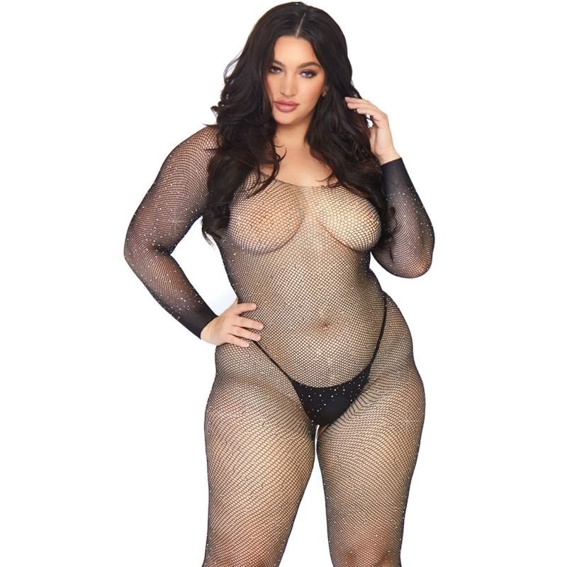 LEG AVENUE - Kristallisiertes Netz-Bodystrumpf 1X-2X
