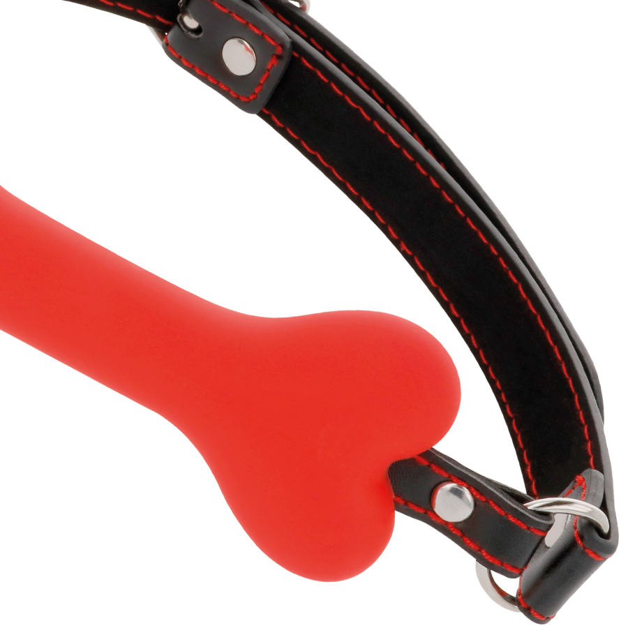 DARKNESS - Roter Knochen-Silikon-Knebel