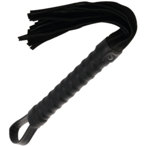 DARKNESS - schwarze Bondagepeitsche mit Ledergriff