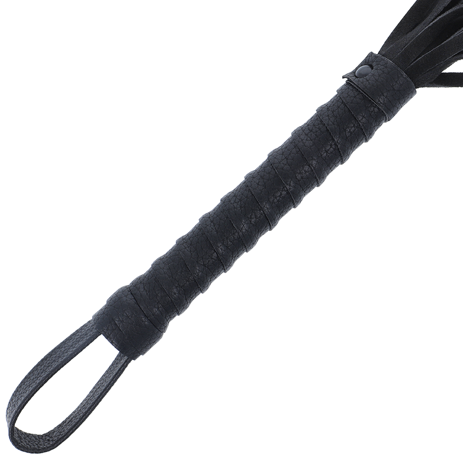 DARKNESS - schwarze Bondagepeitsche mit Ledergriff