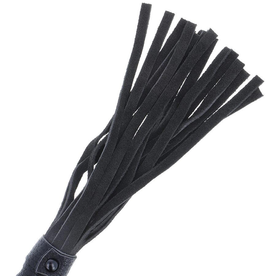 DARKNESS - schwarze Bondagepeitsche mit Ledergriff
