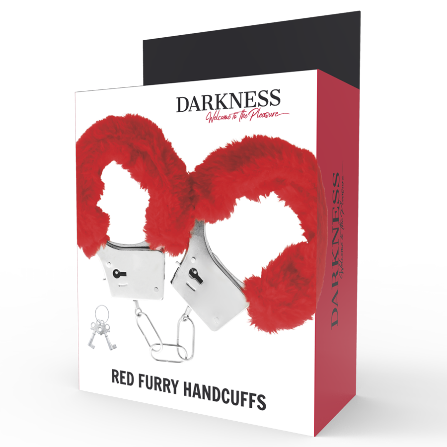 DARKNESS - Handschellen aus Metall mit rotem Futter
