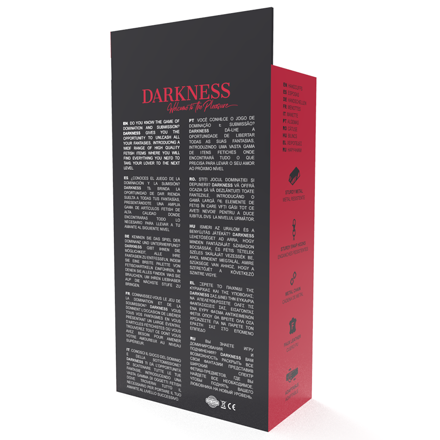 DARKNESS - Verstellbare Handschellen aus schwarzem Leder