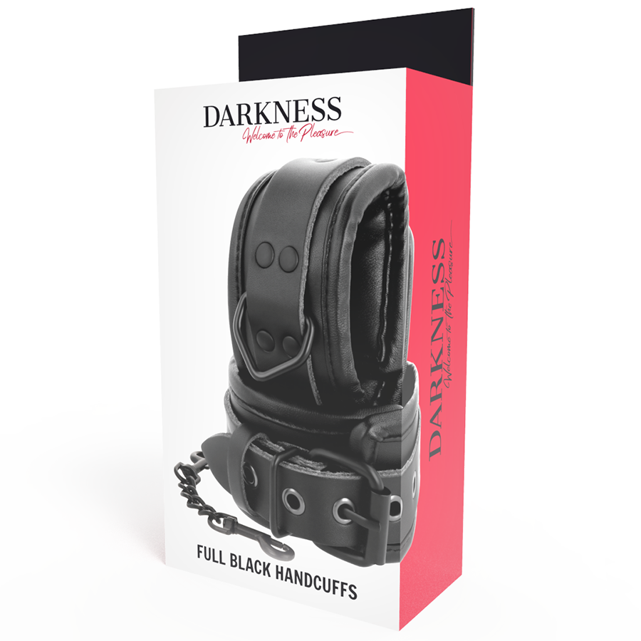 DARKNESS - Verstellbare Handschellen aus schwarzem Leder