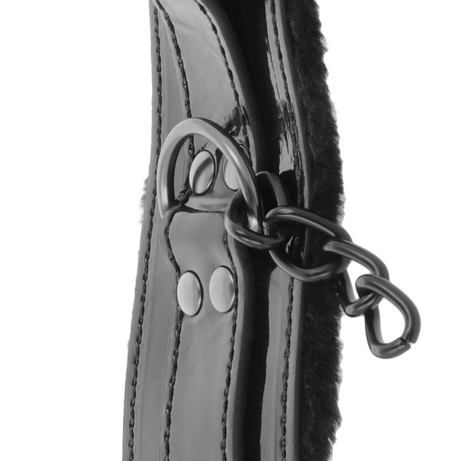 DARKNESS - Verstellbare Handschellen aus schwarzem Leder mit Vorhängeschloss