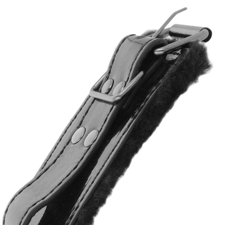 DARKNESS - Verstellbare Handschellen aus schwarzem Leder mit Vorhängeschloss