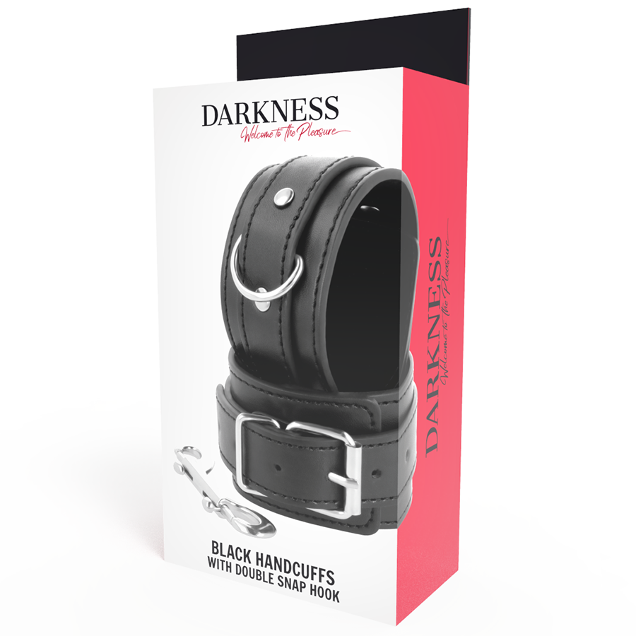 DARKNESS - Schwarze verstellbare Handschellen mit doppeltem Verstärkungsband
