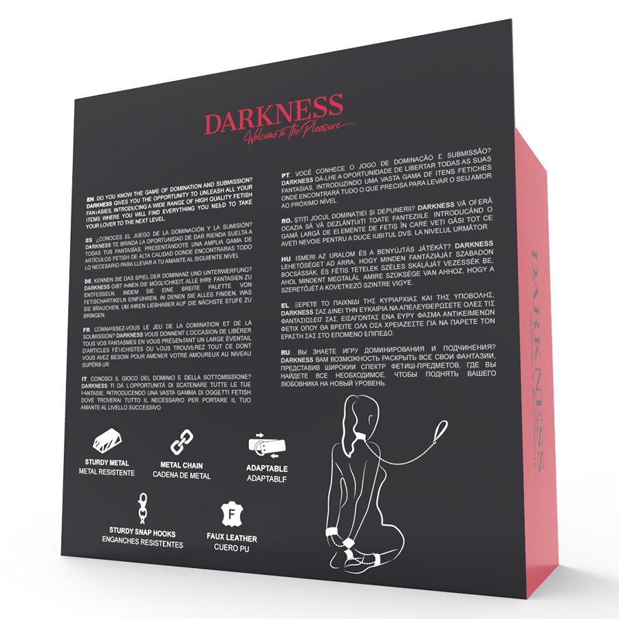 DARKNESS - Handschellen und Kragen aus schwarzem Leder